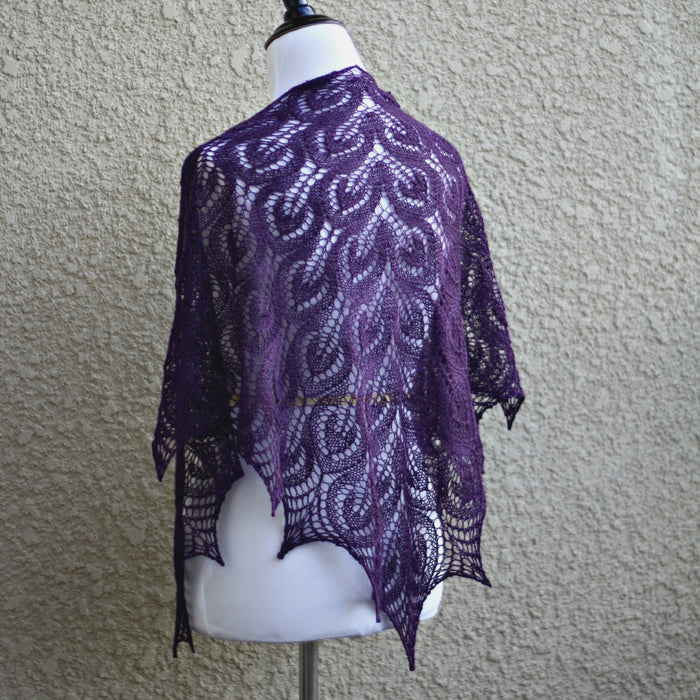 Knit shawl in purple color, lace shawl, gift for her – KGThreads