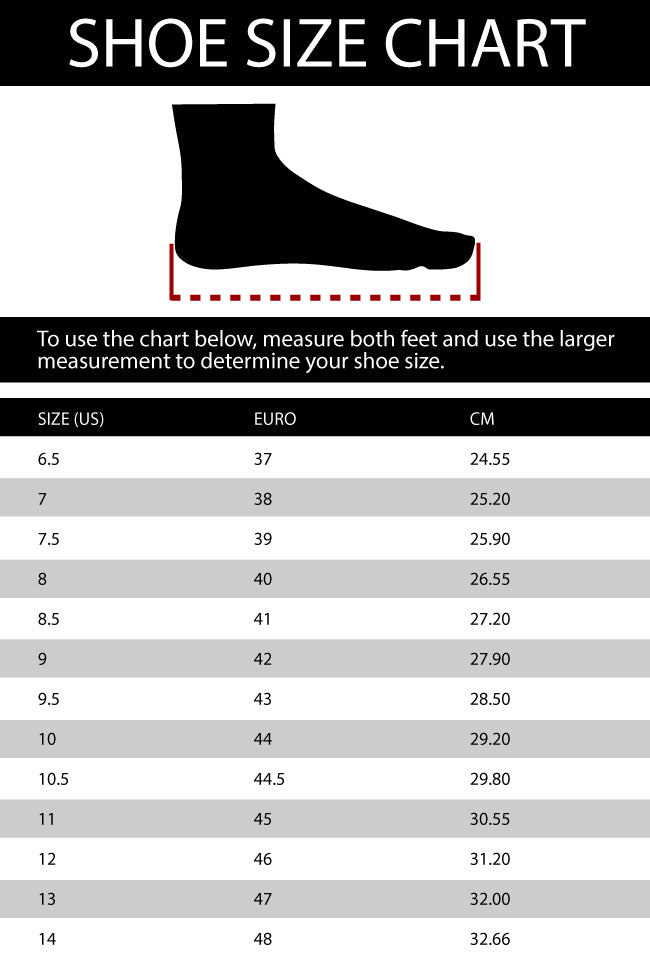 Racing Shoe Size Chart
