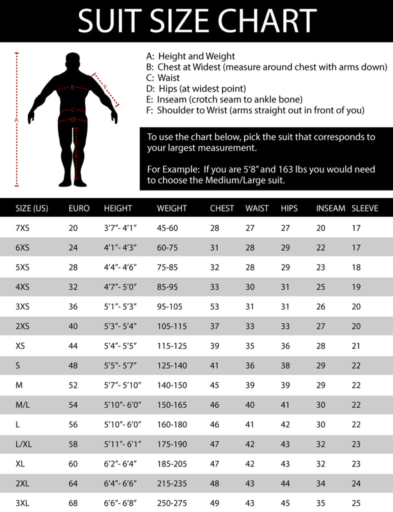Suit Size Chart By Height And Weight