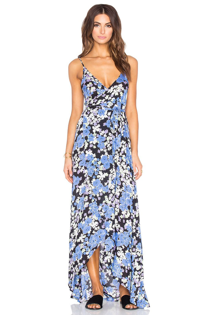 Wildfox Couture Atlantis Wrap Maxi Dress in Blue Bouquet | SURFACED