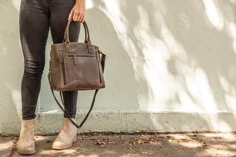 The distressed leather tote of the season.