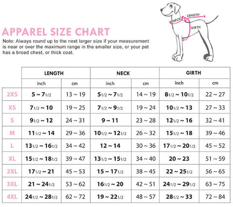 Adidog Size Chart