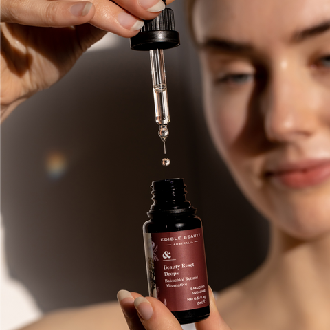 Edible Beauty's Beauty Reset Drops. The plant and natural alternative to traditional retinol.