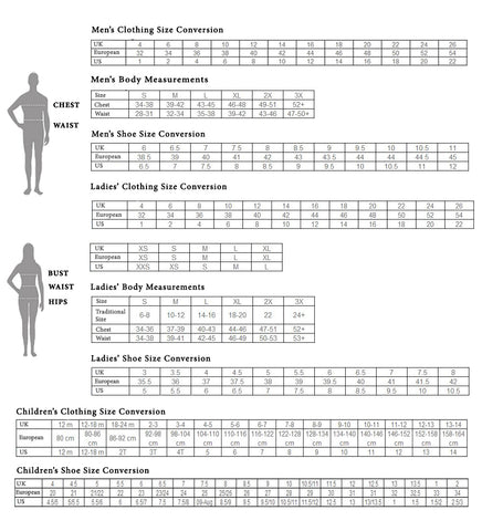 Ladies Clothes Conversion Chart