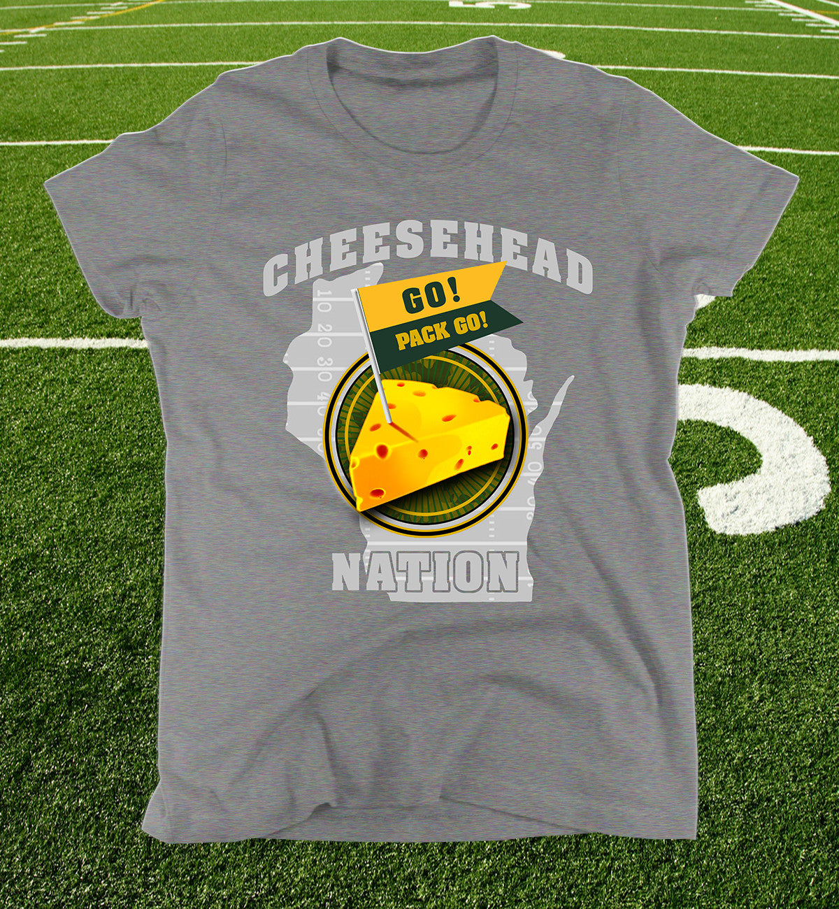 Women's Cheesehead Nation T-shirt - PUREBRED CHEESEHEAD