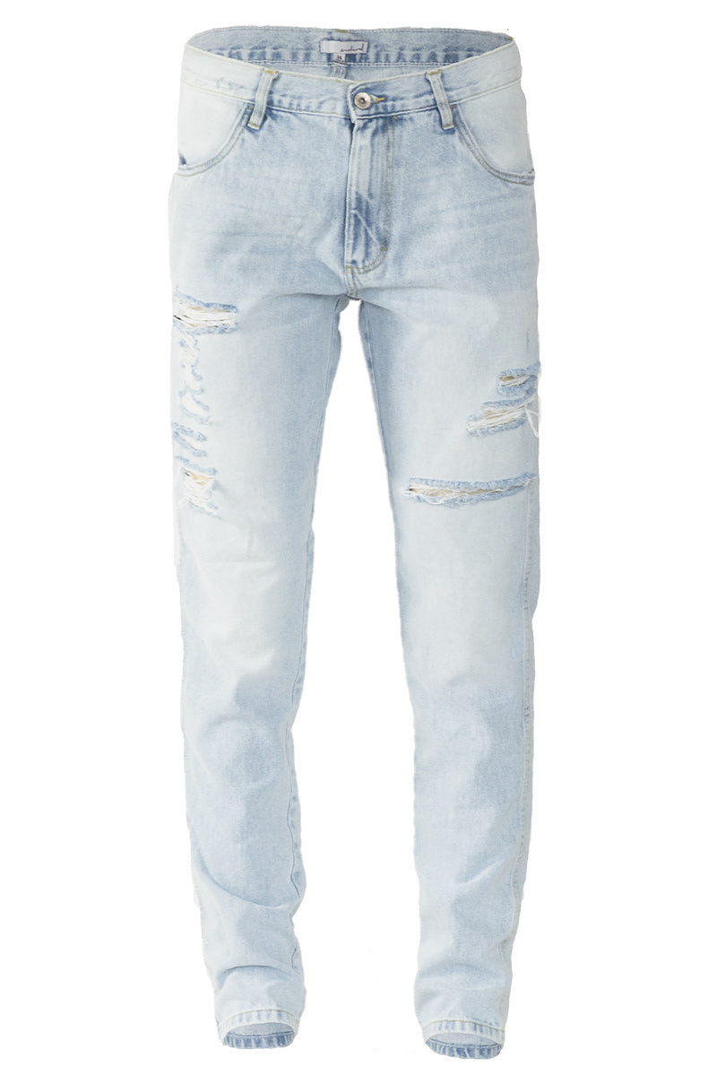 Light Stonewashed Ripped Tapered Jeans – ENSLAVED