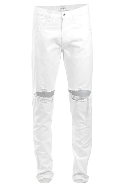 white tapered jeans