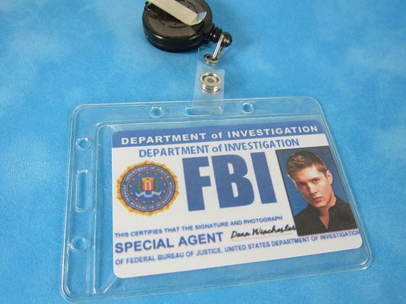 Supernatural Inspired FBI ID badge Retractable, Cosplay, Supernatural ...