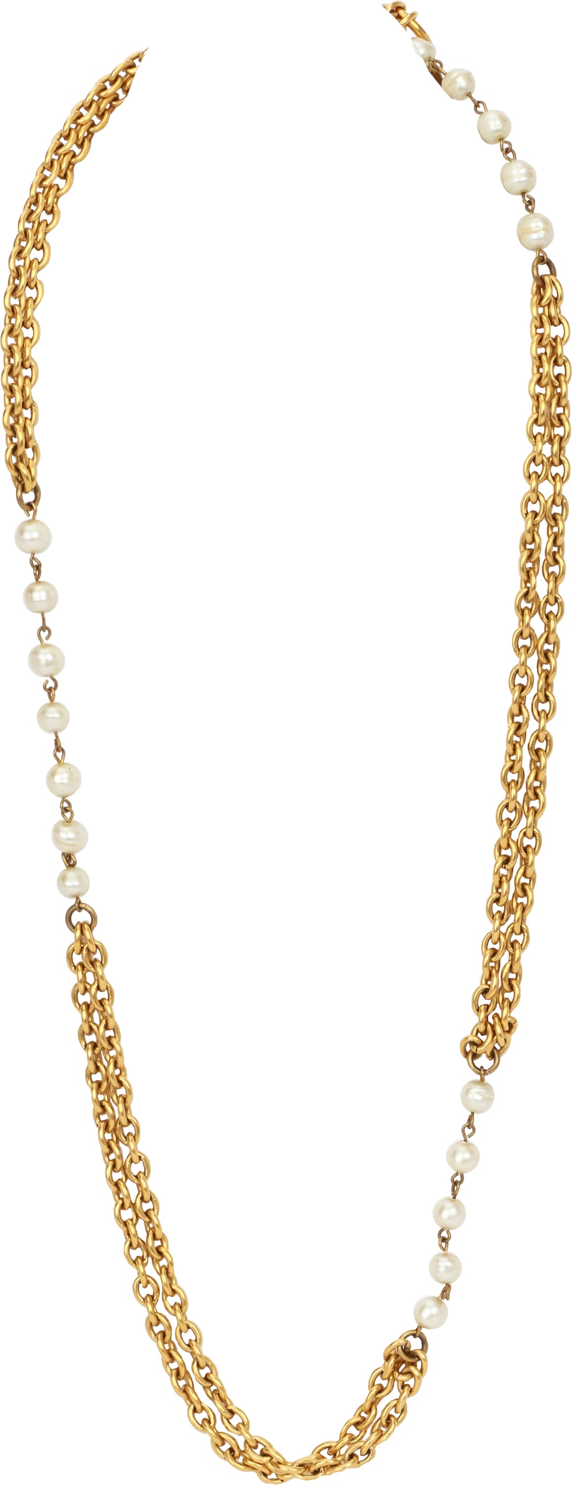 Chanel Pearl And Gold Extra Long Necklace  idusemiduedutr