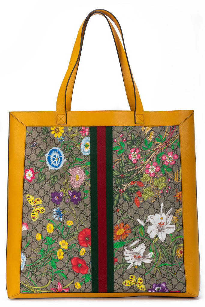 Gucci New Oversize Flora Tote Yellow