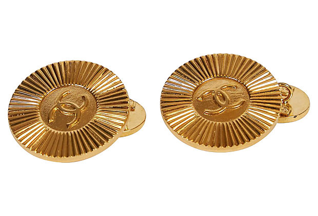 Blive gift Endeløs Monument Chanel Gold Logo 80s Cufflinks - Vintage Lux