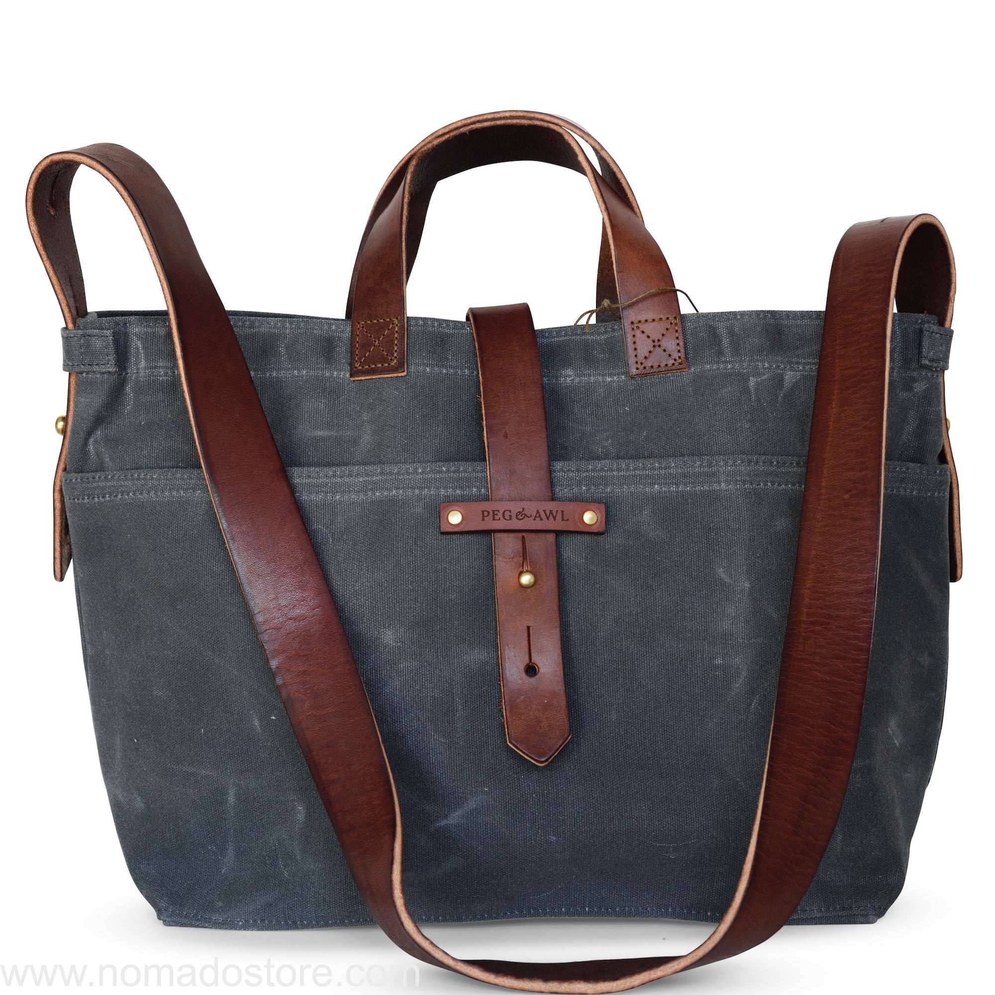 Large waxed canvas tote bag with leather handles / canvas market bag /  carry all bag COLLECTION UNIS