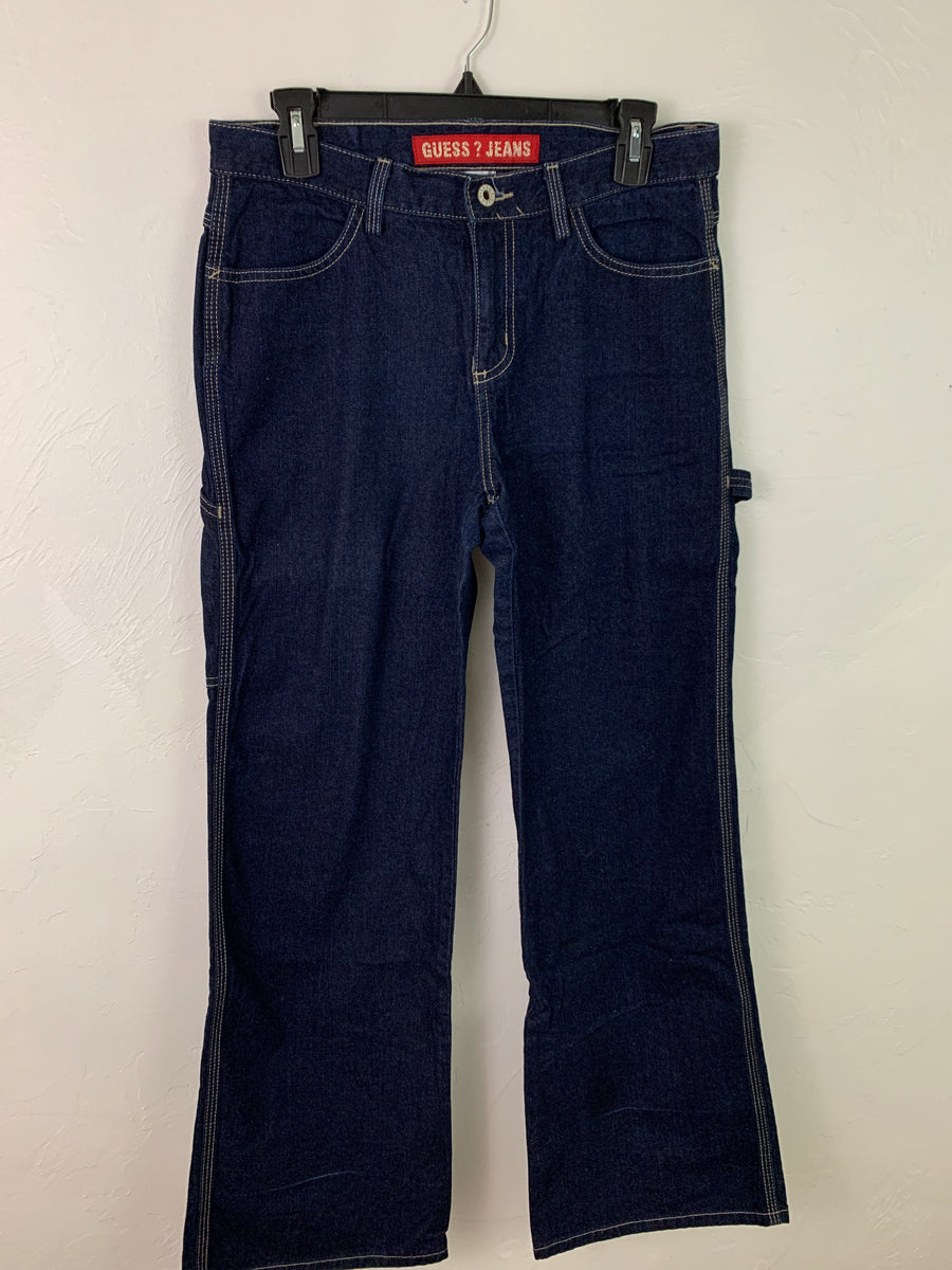 Dark wash Guess carpenter flair jeans — Holy Thrift