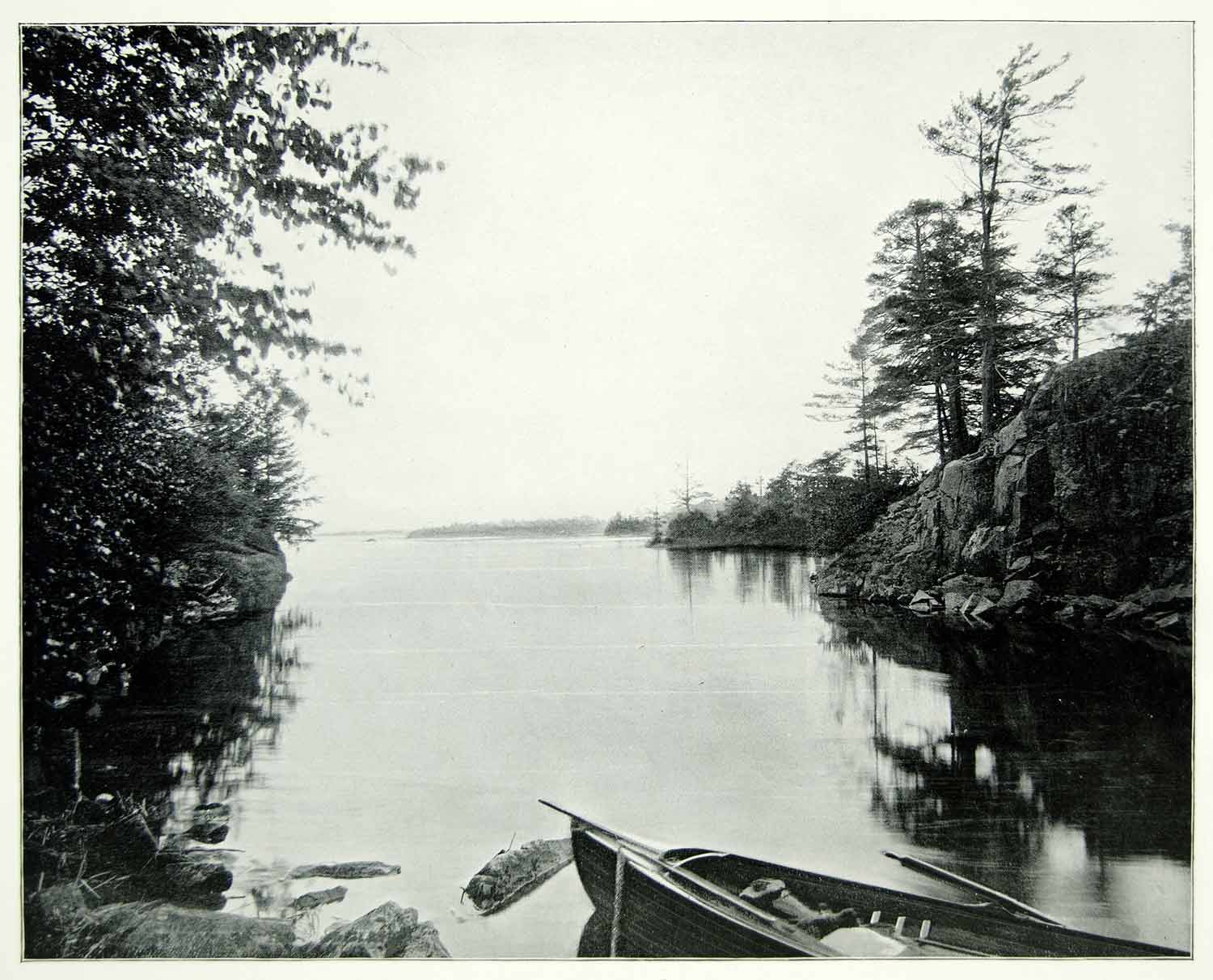 1894 Print Thousand Islands St Lawrence River Canoe Shore Wilderness Scenery AC1