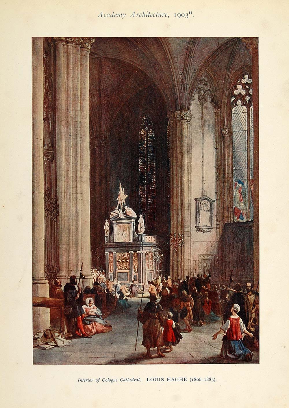 1903 Louis Haghe Cologne Cathedral Interior Print Original Ad1