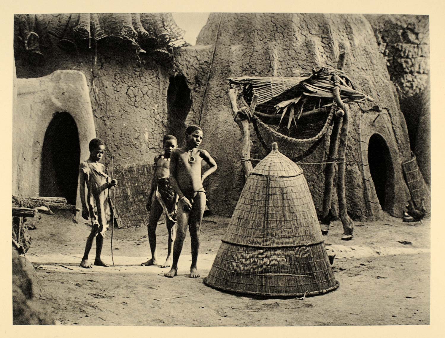 Vintage Africa Nudes - 1930 African Musgu Boys Children Village Chad Africa - ORIGINAL  PHOTOGRAVURE AF2