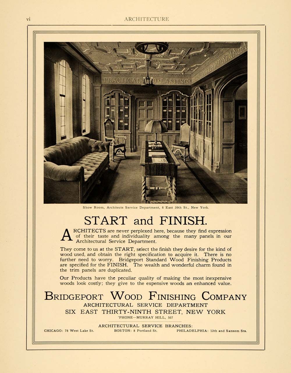 1915 Ad Bridgeport Wood Finishing Architecture Interior Design Home Arc3