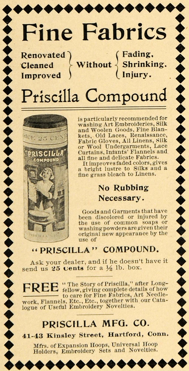 1900 Ad Priscilla Manufacturing Compound Soap Cleaner 43 Kinsley St Ha ...