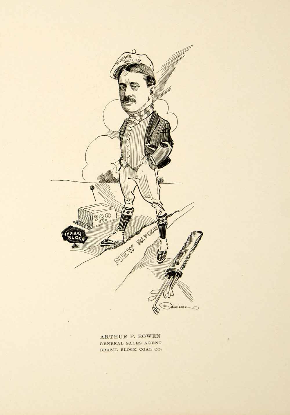 1904 Lithograph Arthur P. Bowen Brazil Block Coal Chicago Illinois Cartoon CPC1