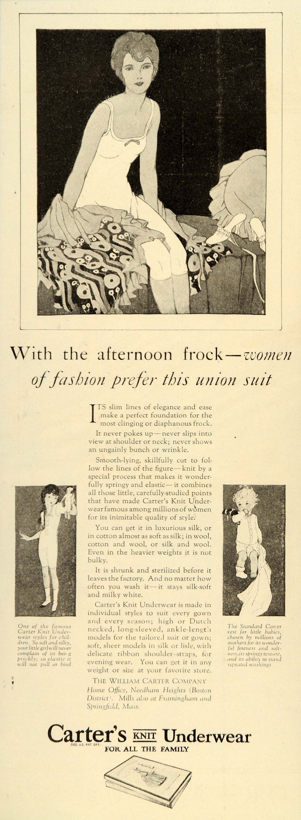 1913 CARTER's UNDERWEAR ladies undergarments antique PRINT AD