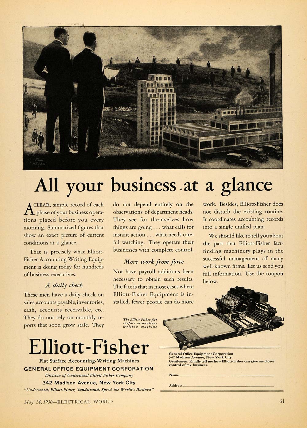 1930 Ad General Office Equipment Elliot-Fisher Machine - ORIGINAL ELC1 –  Period Paper Historic Art LLC