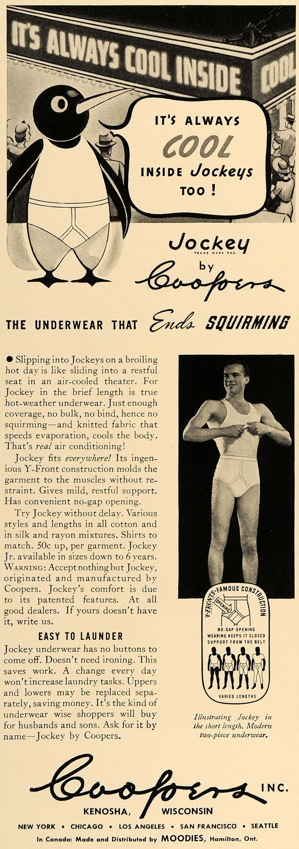 1947 Ad Coopers Inc. Jockey Underwear Fireman Uniform - ORIGINAL