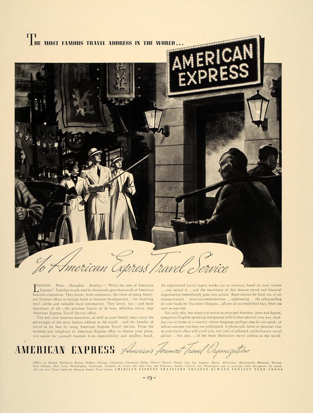 1937 Ad American Express Travel Service Tourists China - ORIGINAL FT8 –  Period Paper Historic Art LLC