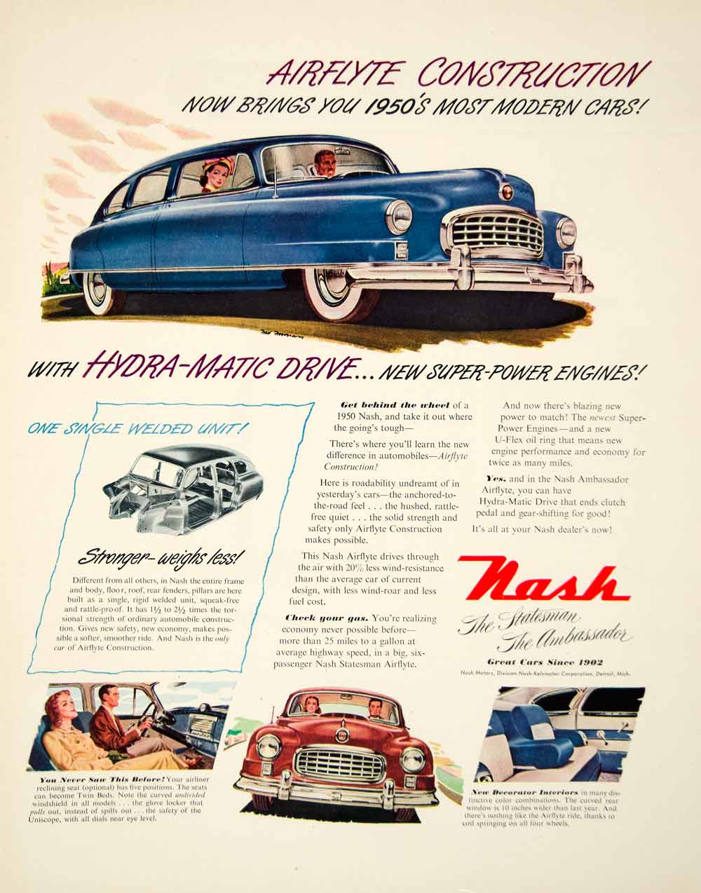 1949 ad airflyte hydro matic drive nash statesman ambassador automobil period paper 1949 ad airflyte hydro matic drive nash statesman ambassador automobile car ftm4