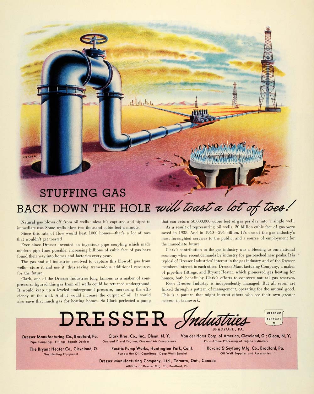 1944 Ad Dresser Industries Bradford Pa Pipe Couplings Fittings Gas