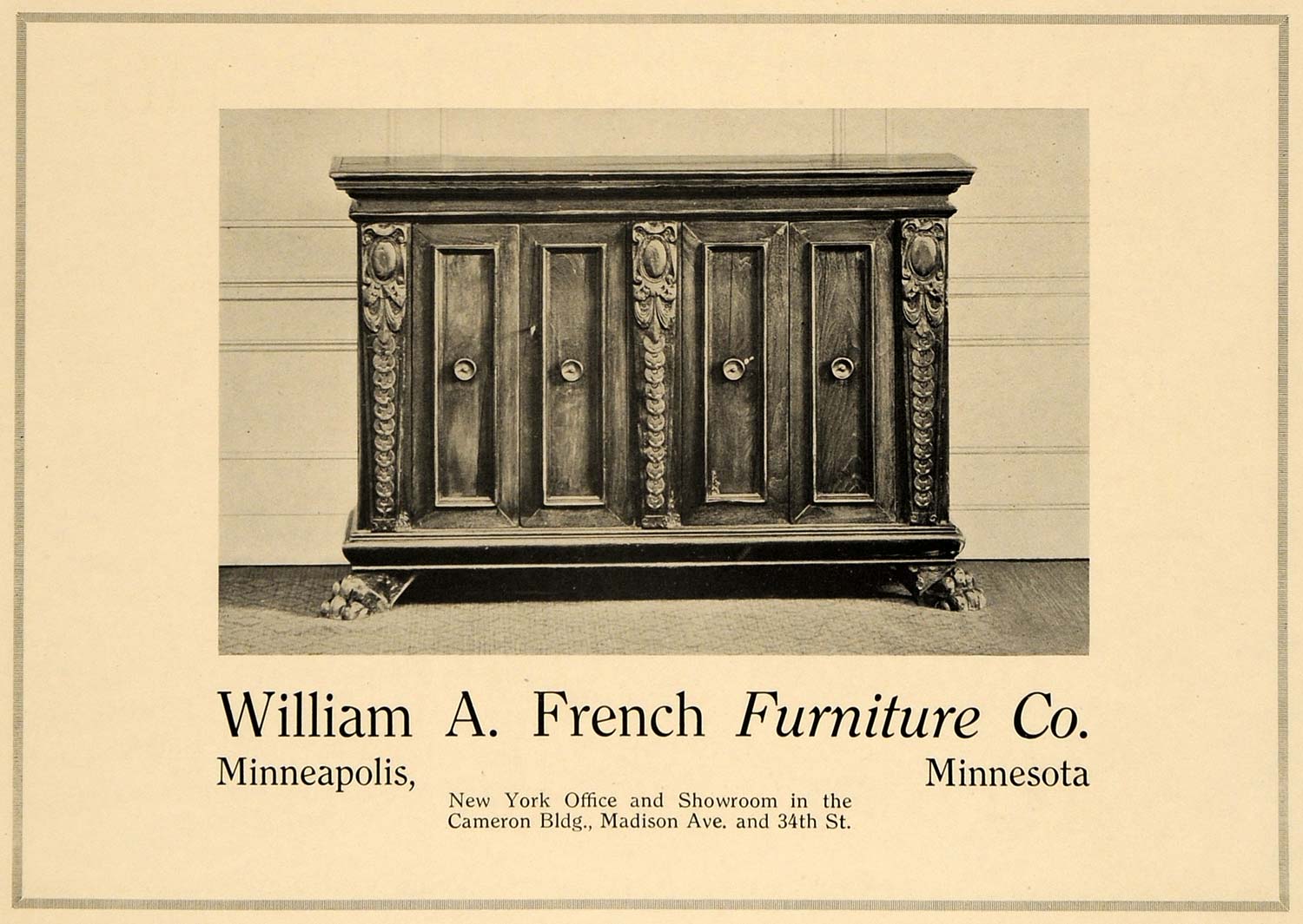 1919 Ad William A French Furniture Minneapolis Mn Ny Original