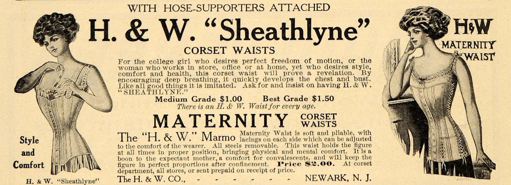 1911 Ad H W Maternity Corset Victorian Clothing Accessories