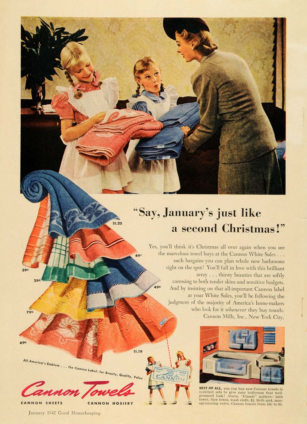 Advertisement for Cannon Towels (LIFE Magazine, June 26, 1944