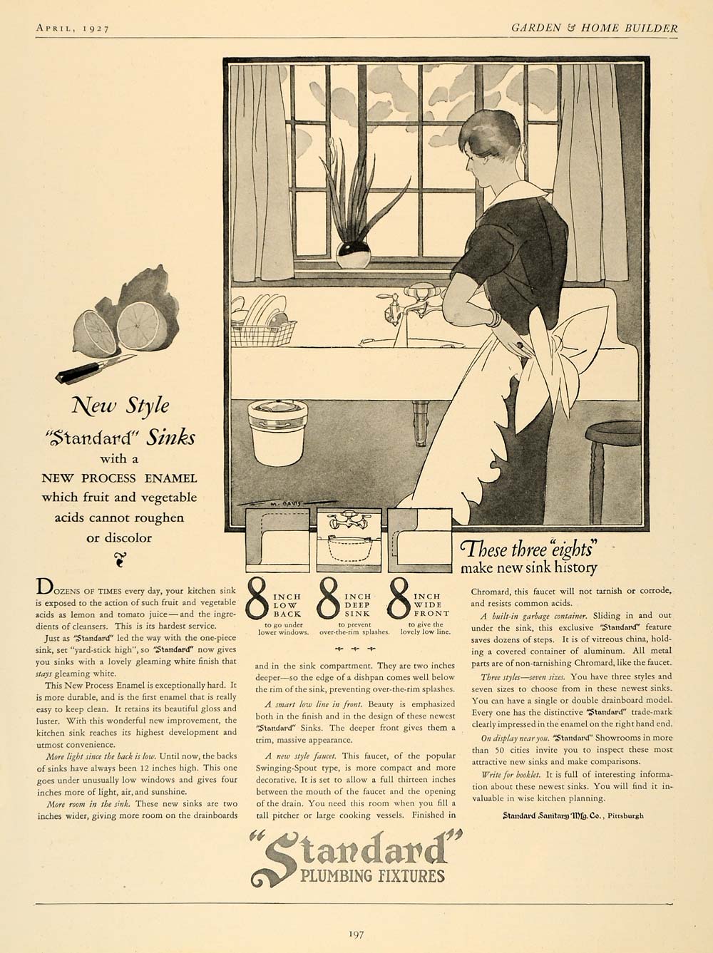 1927 Ad Standard Sanitary Plumbing Fixtures Sink Home Original Ghb1