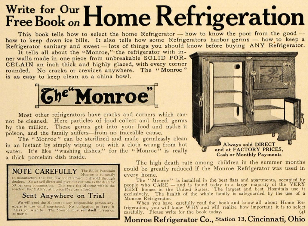 1906 Ad Hawkeye Refrigerator Rattan Lunch Basket Ice - ORIGINAL ADVERT –  Period Paper Historic Art LLC