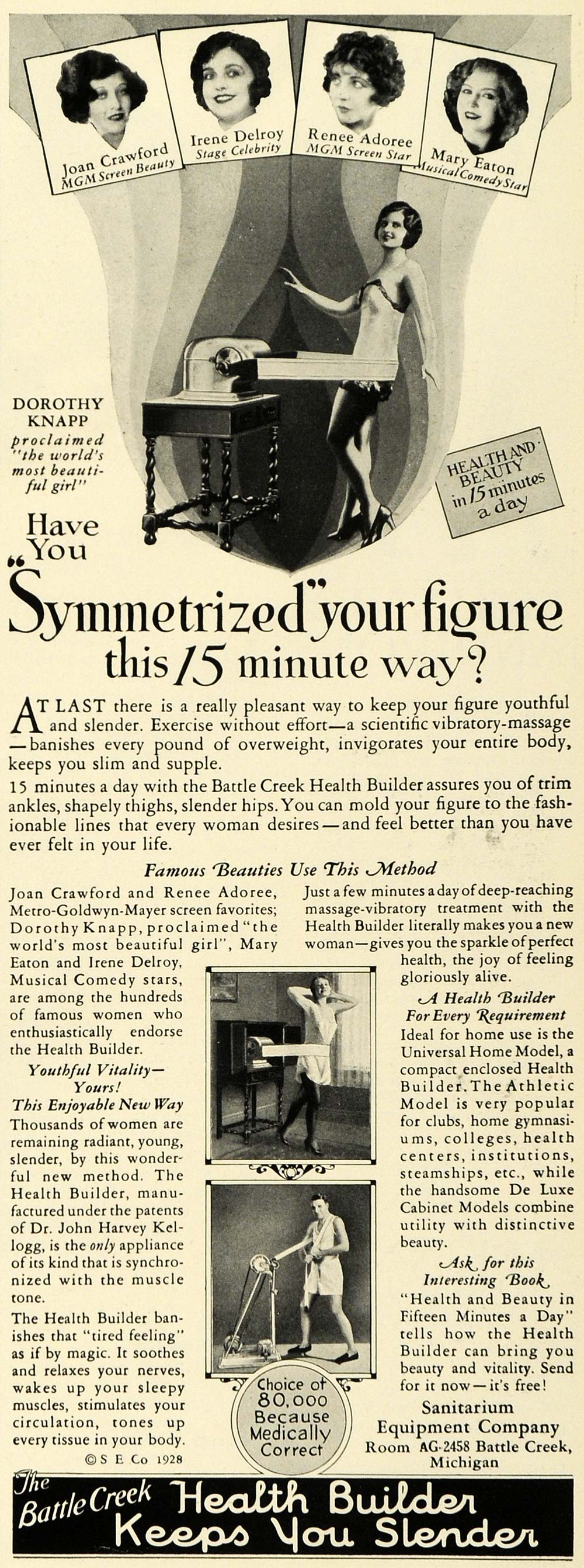 1928 Ad Celebrity Endorsements Battle Creek Health Builder Oscillating ...