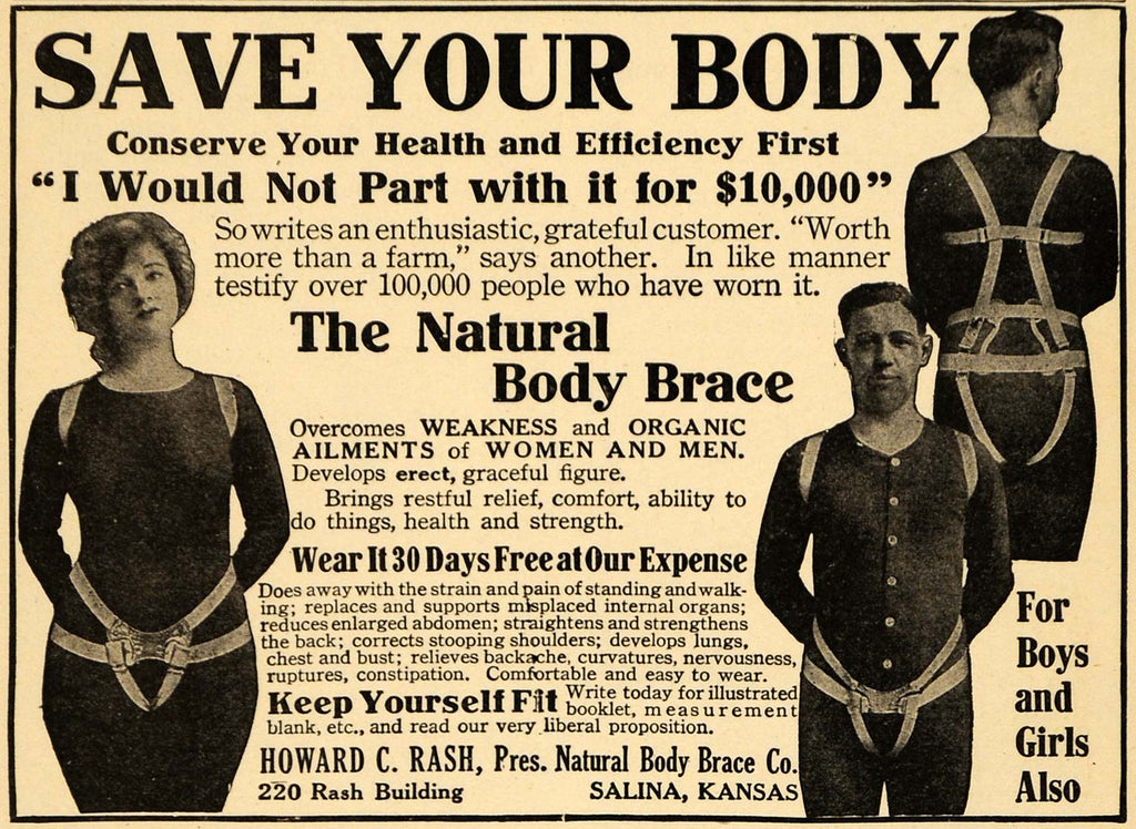 1920 Ad Natural Body Brace Organic Ailment Health Image - ORIGINAL