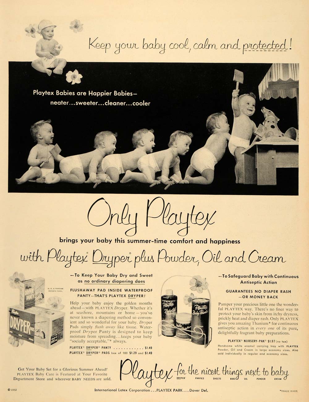 1952 Ad Vintage Playtex Pink-Ice Girdle Panty Underwear