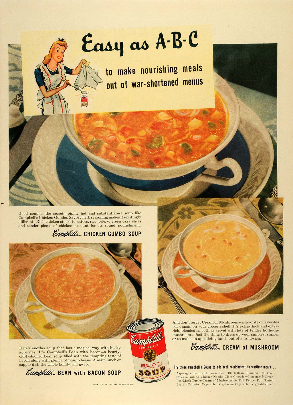 1955 Campbell's Frozen Oyster Stew Canned Soup Food Vintage Print Ad 33708