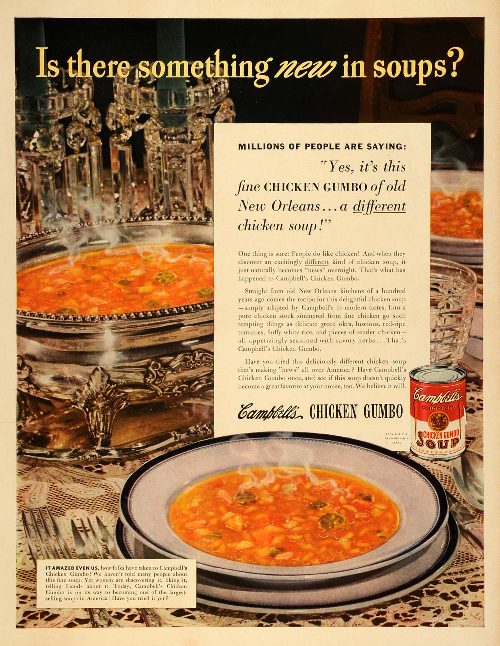 1955 Campbell's Frozen Oyster Stew Canned Soup Food Vintage Print Ad 33708