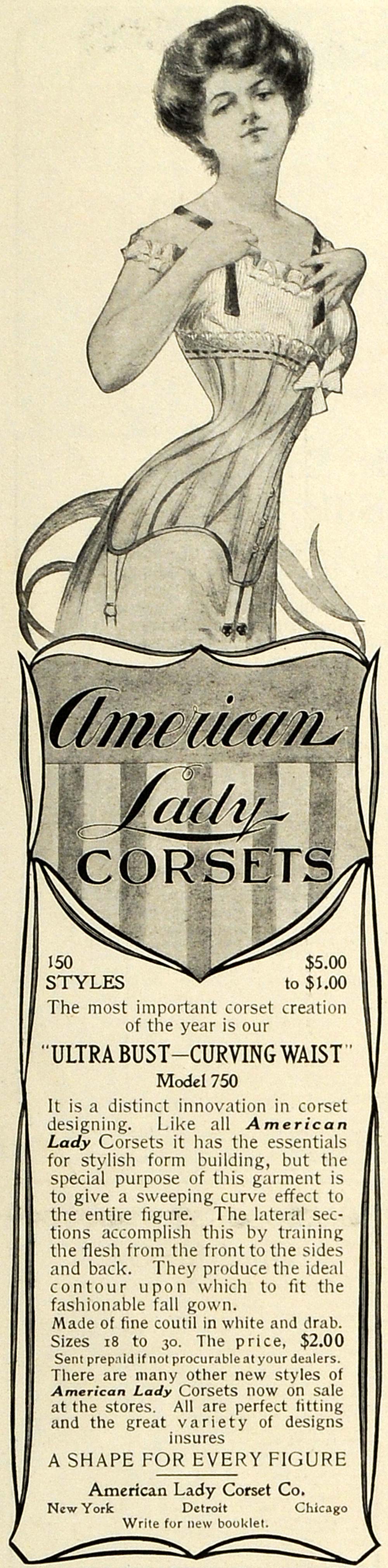 1920 womens lace American Lady Corset Co. vintage fashion ad