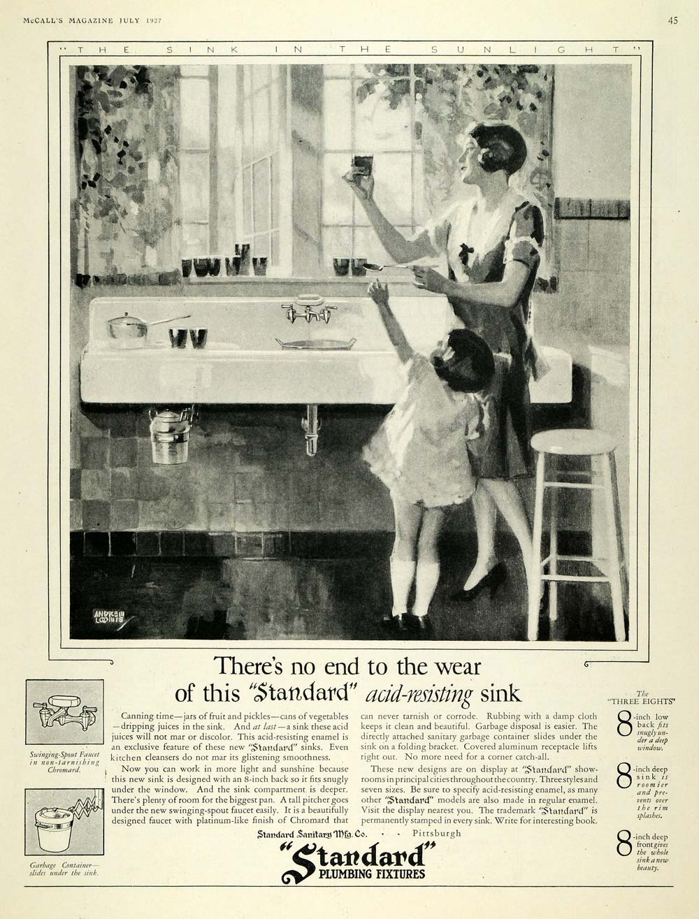 1927 Ad Standard Sanitary Manufacturing Plumbing Sink Original Mcc4