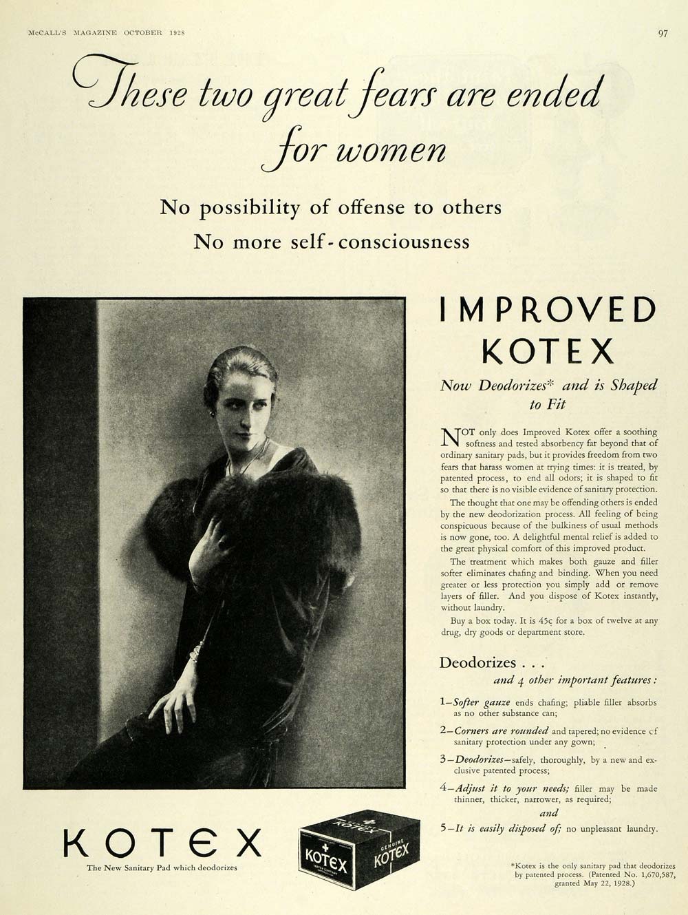 1942 Ad Kotex Sanitary Napkins Safety Shield Pads Women - ORIGINAL GH4 –  Period Paper Historic Art LLC