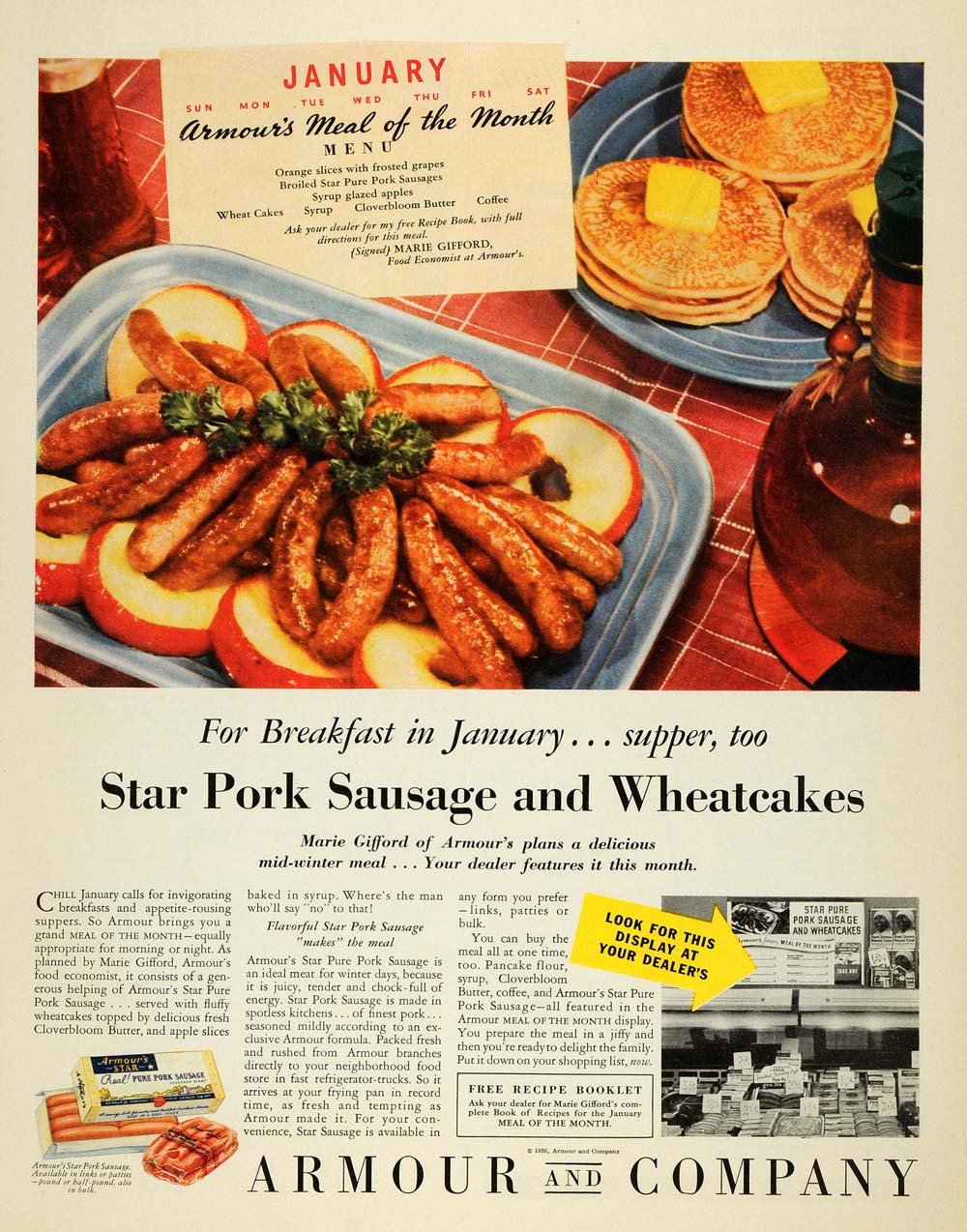 1937 Ad Armour Star Pure Pork Sausage Links Breakfast - ORIGINAL MCC4 –  Period Paper Historic Art LLC