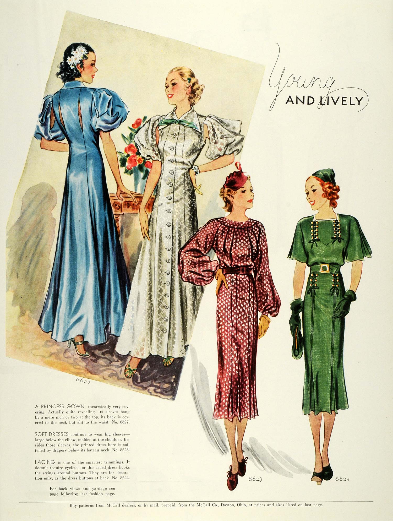 1936 Print McCalls Dressmaker Patterns Women Children North South Spri ...