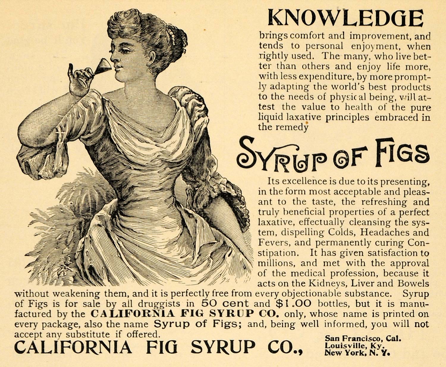 1895 California Syrup Laxative - ORIGINAL ADVERT – Period Paper Historic Art LLC