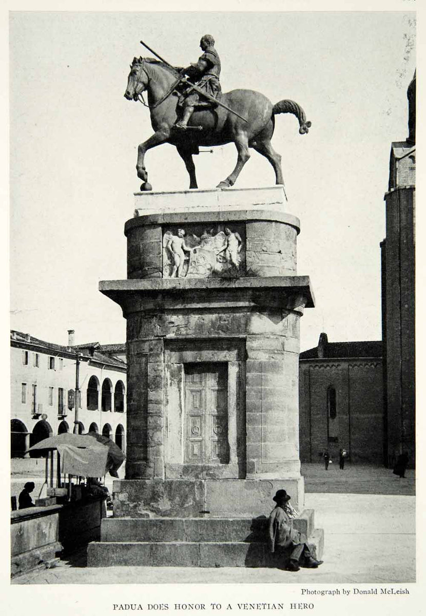 1928 Print Statue Gattamelata Padua Italian Italy Monument Historical ...