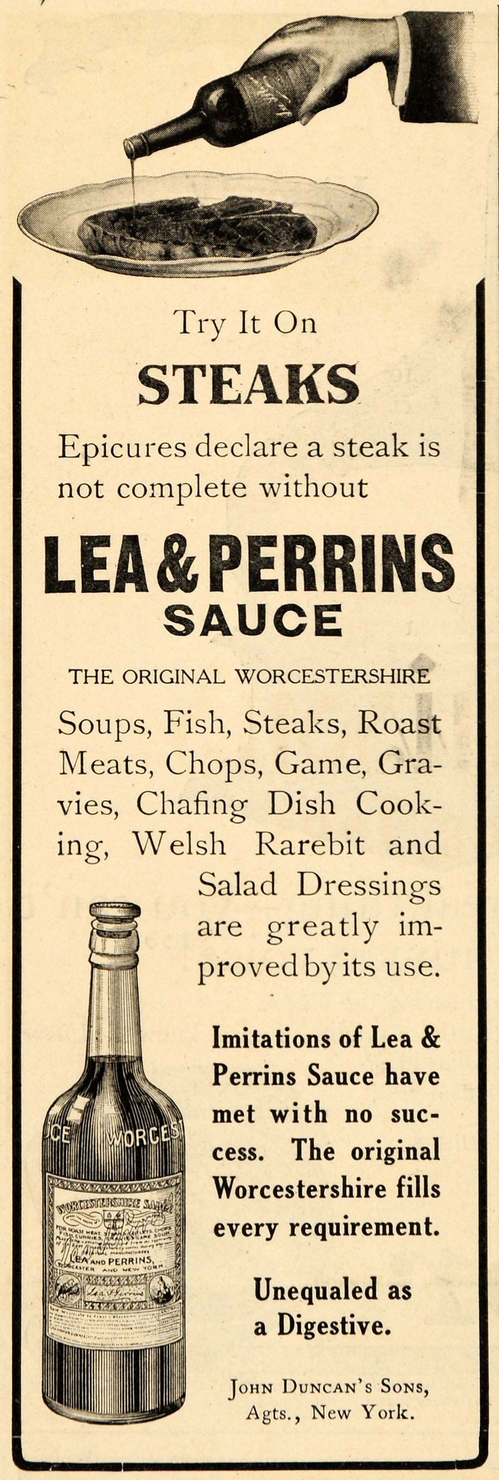 1909 Ad Steak Sauce Lea Perrins Original Worcestershire - ORIGINAL OD1 –  Period Paper Historic Art LLC