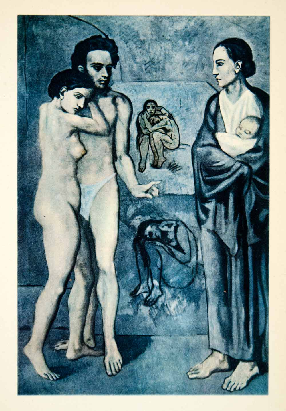 1949 Color Print La Vie Blue Period Nude Model Figure Pablo Picasso Ch Period Paper