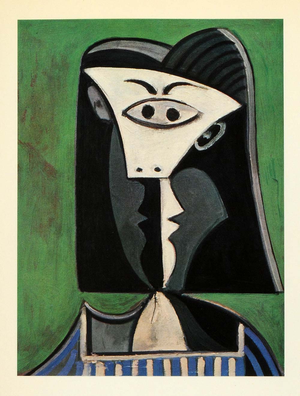 1964 Print Pablo Picasso Green Blue Distorted Woman - ORIGINAL – Period ...