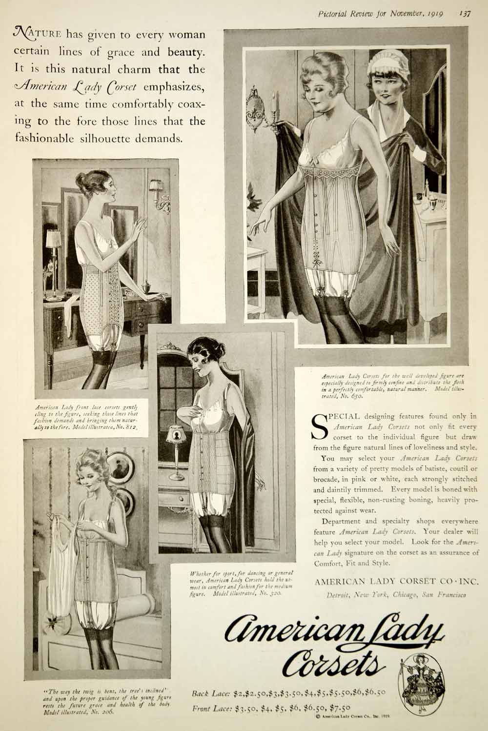 1920 Ad American Lady Corsets Mightbone Boned Figure Undergarments YDL –  Period Paper Historic Art LLC